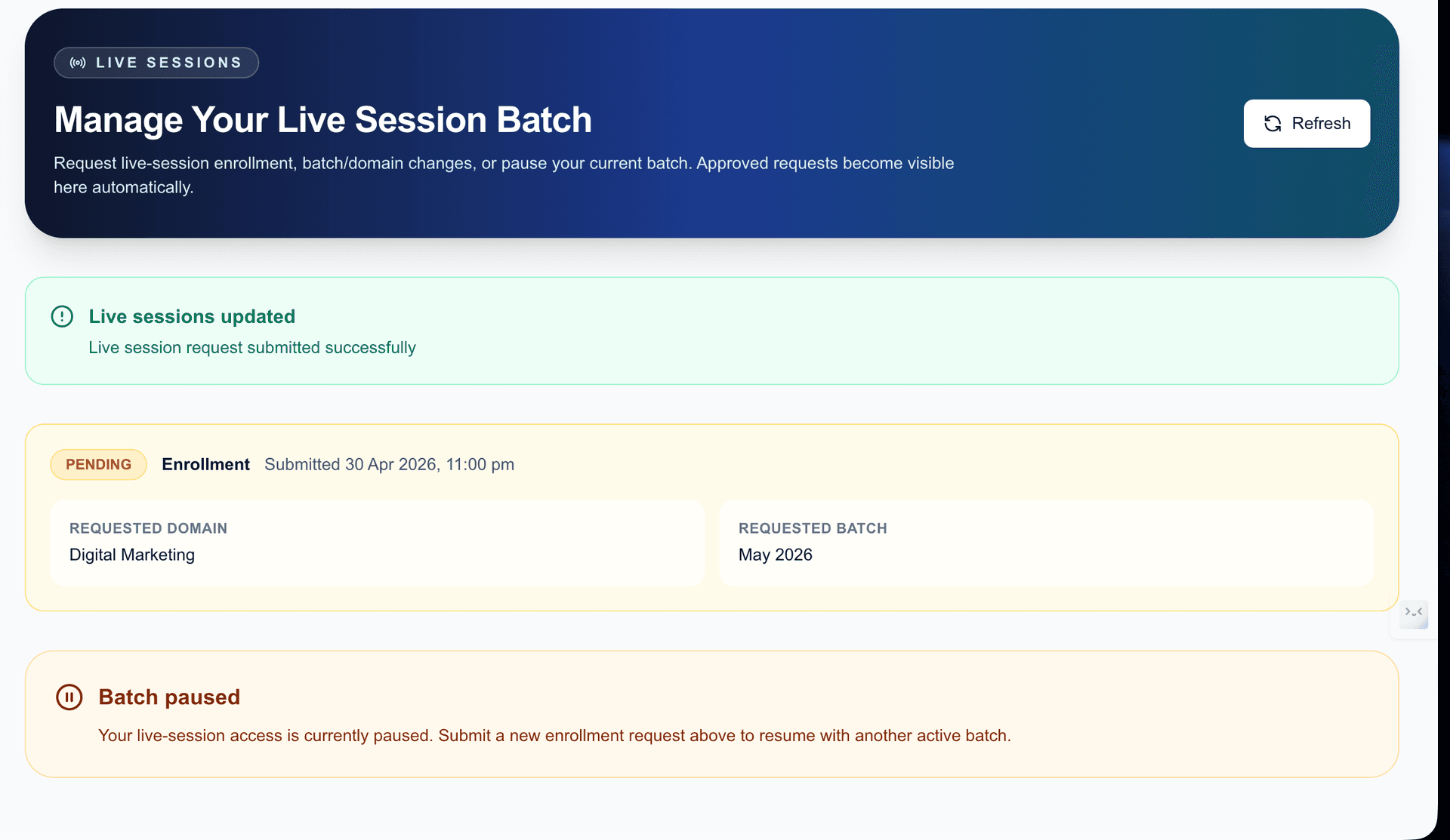 How to Choose a Live Session and Complete Your Training.