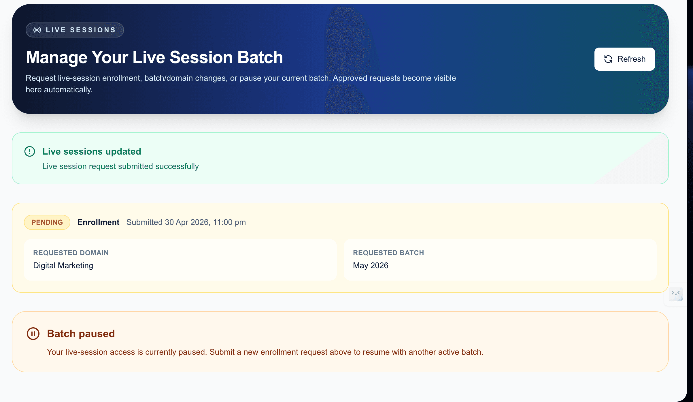 How to Choose a Live Session and Complete Your Training.